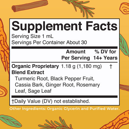 MARYRUTH'S Organics USDA Turmeric Gold Liquid Drops | Herbal Blend | Turmeric Curcumin | Black Pepper | Cassia Cinnamon Bark | Ginger Root | Immune Support MARYRUTH'S