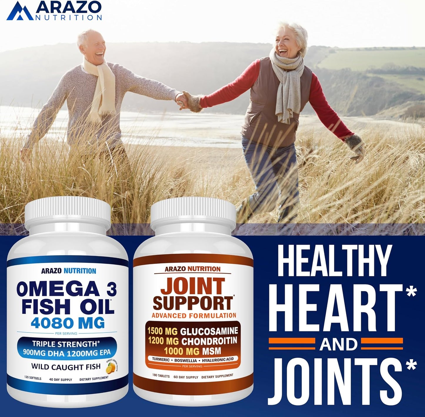 Arazo Nutrition Wild Caught Omega-3 Fish Oil Concentrate – 4,080mg per Serving – High EPA 1200mg & DHA 900mg – 120 Burpless Lemon Softgels Gsupps Australia