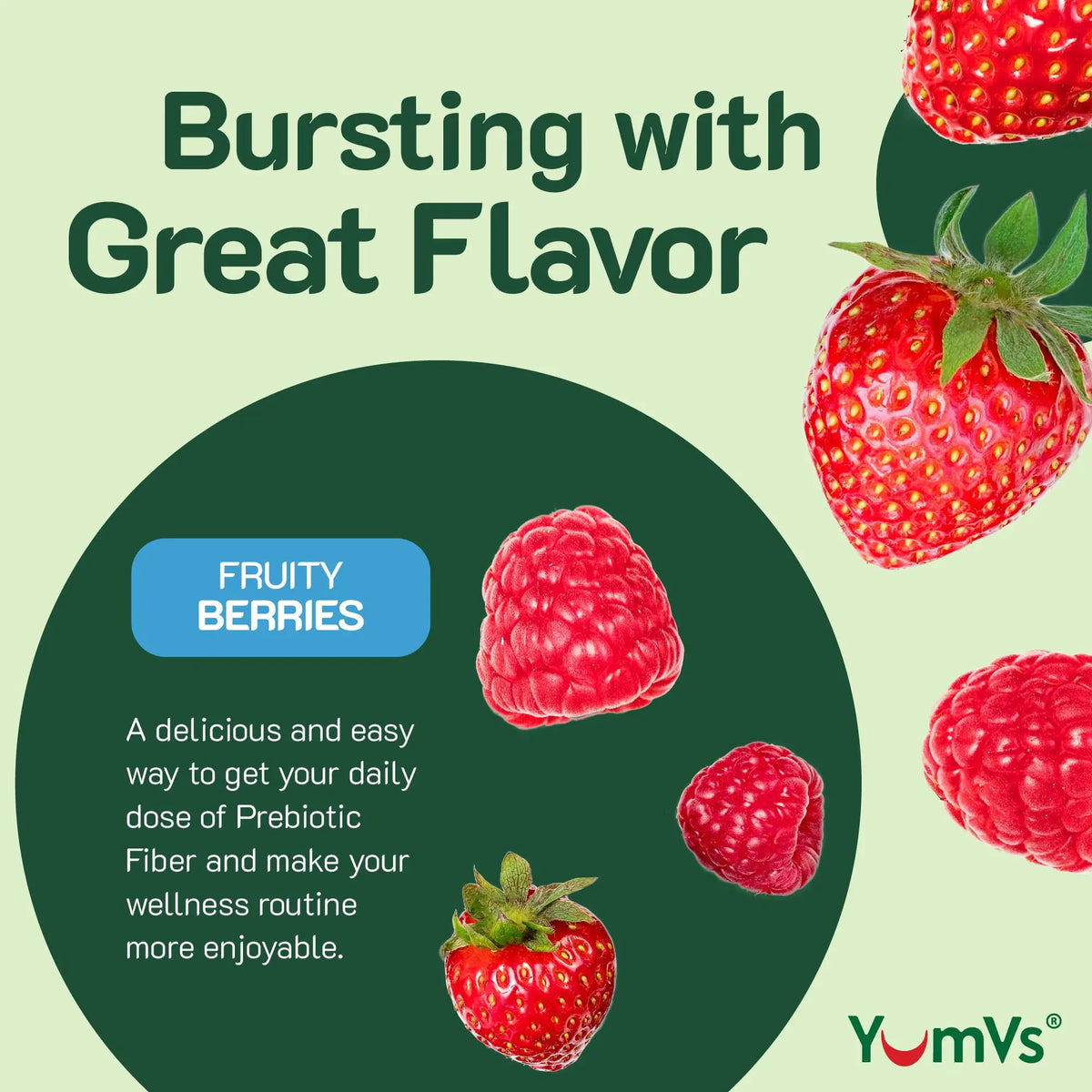 YumVs Sugar Free Prebiotic Fiber Gummies for Adults and Kids - Berry Flavor - Kosher Halal 4g High Fiber Supplement for Women and Men YUM-V'S