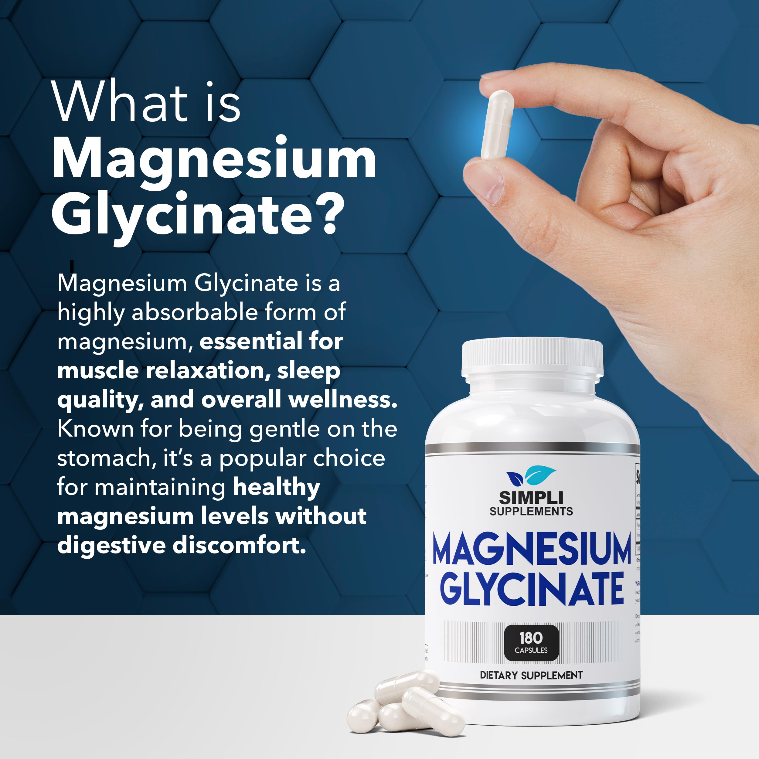 Magnesium Glycinate 400mg per Serving – High Absorption – Gentle on Stomach – Supports Sleep, Relaxation, Muscle, Bone & Immune Health – Non-GMO, Vegan, 180 Capsules Simpli Supplements buy australia supplements
