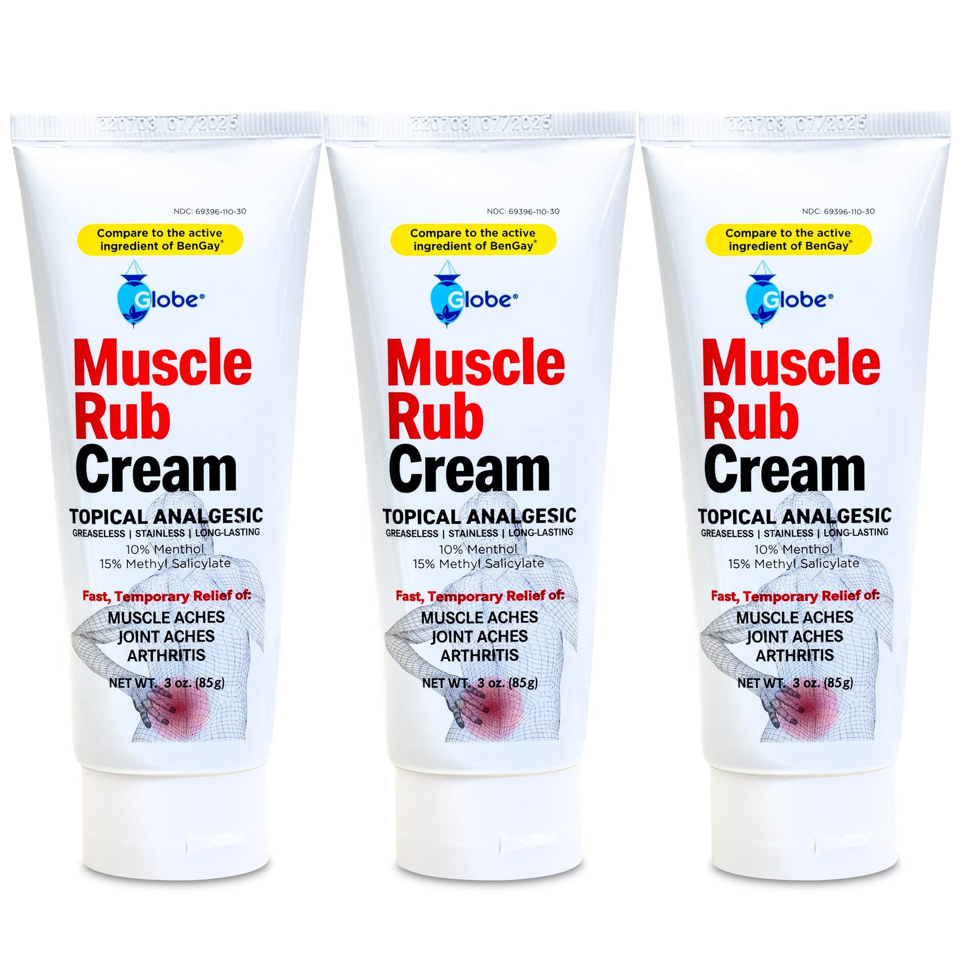 (3 Pack) Globe Ultra Strength Greaseless Muscle Rub Cream (3 oz). Compare to The Active Ingredients of Greaseless Bengay, 10% Menthol & 15% Methyl Salicylate (3 Pack) Globe buy australia supplements