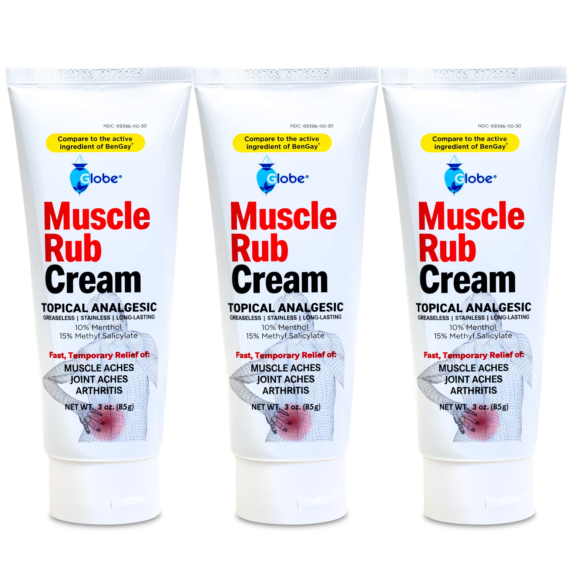 (3 Pack) Globe Ultra Strength Greaseless Muscle Rub Cream (3 oz). Compare to The Active Ingredients of Greaseless Bengay, 10% Menthol & 15% Methyl Salicylate (3 Pack) Globe buy australia supplements