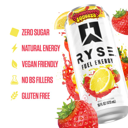 RYSE Fuel Energy Drink - Variety Pack - Sugar Free, Gluten Free & Vegan - 200mg Natural Caffeine, Taurine & Choline for Focus & Energy - No Artificial Colors - 16 fl oz Cans (12-Pack)
