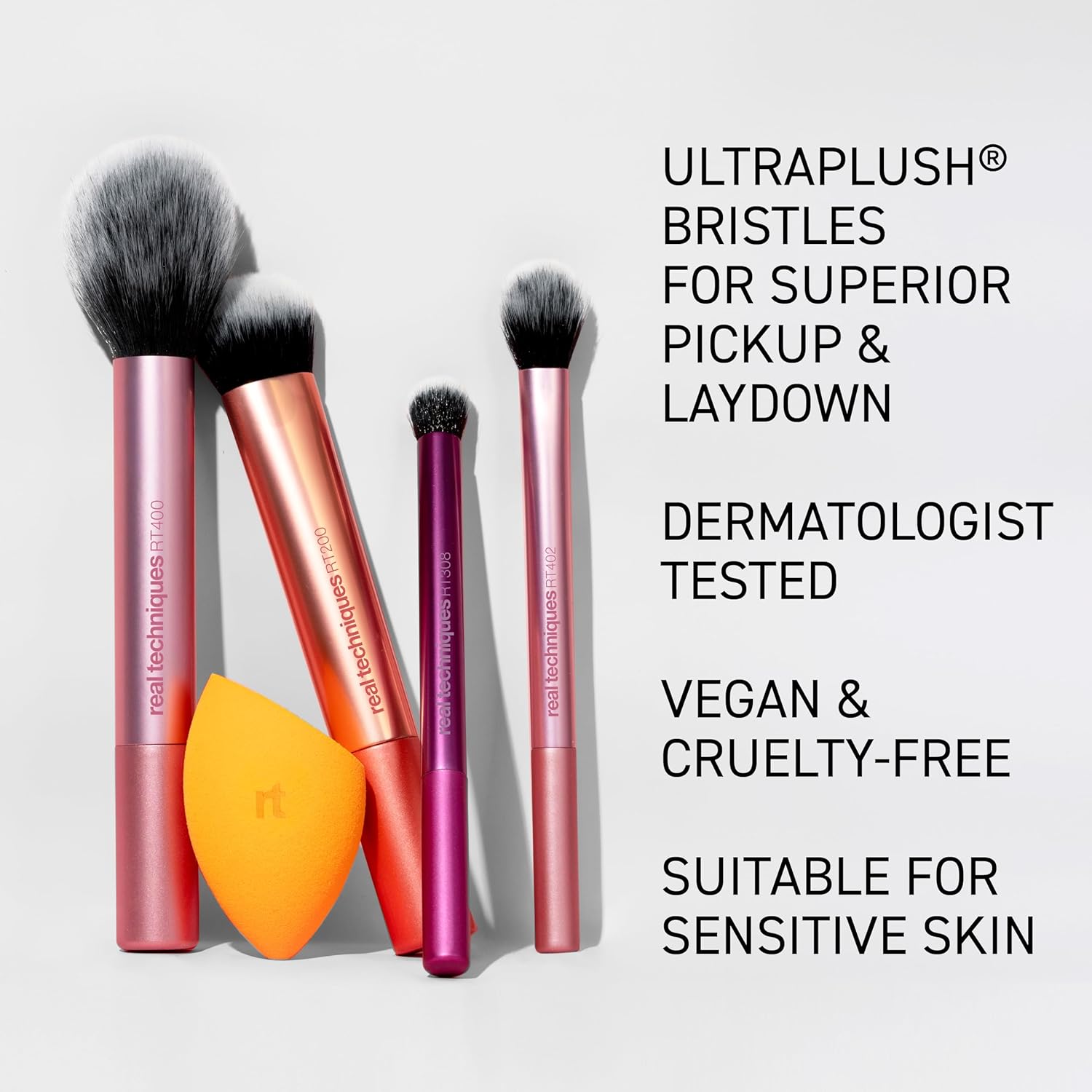 Real Techniques Everyday Essentials 5 Piece Makeup Brush & Face Sponge Set, For Eyeshadow, Foundation, Blush, Bronzer & Contour, Includes Makeup Sponge, Cruelty-Free Gsupps Australia