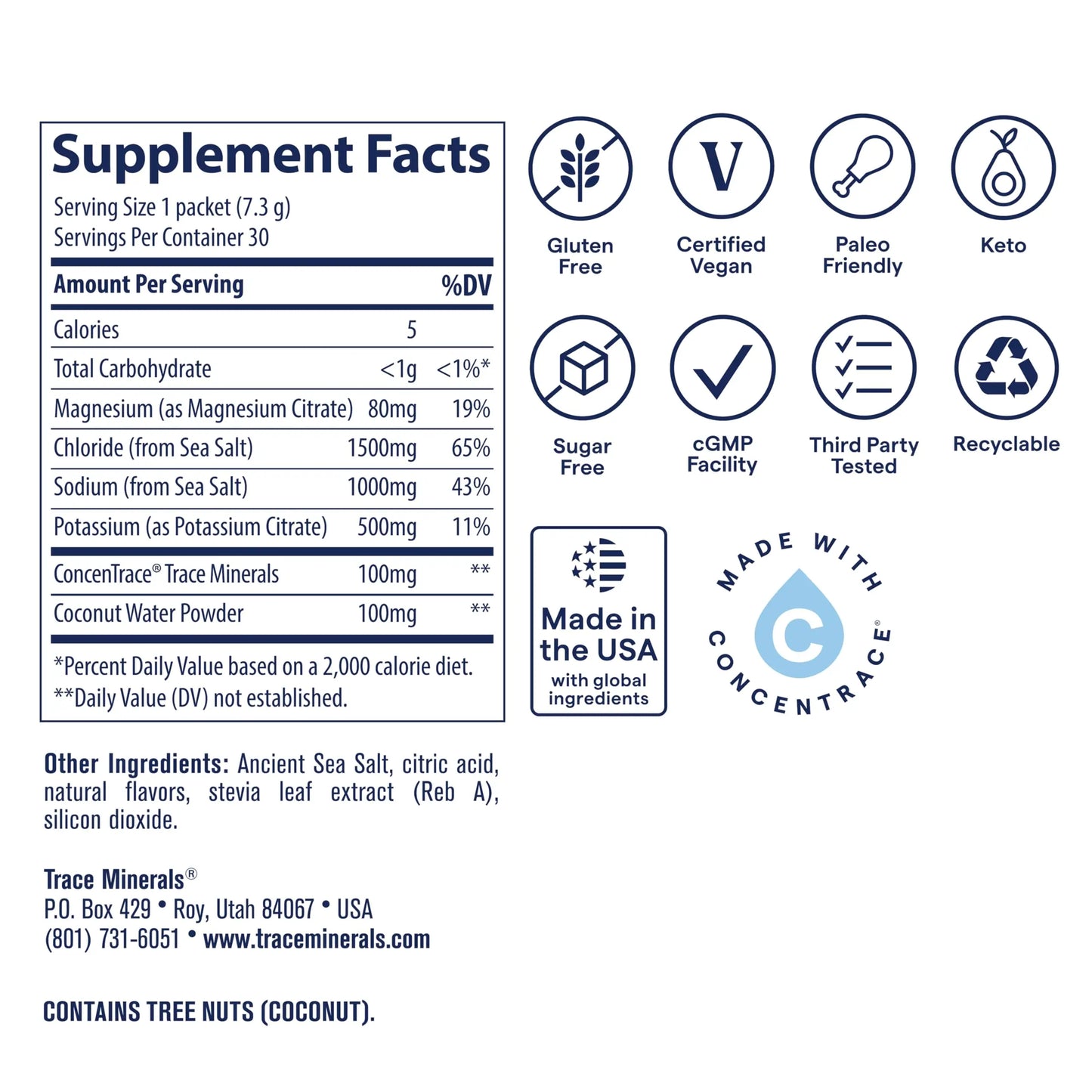 Trace Minerals ZeroLyte Salty Watermelon Flavor - Sugar Free Electrolyte Drink Mix - Supports Hydration, Energy, Stamina - Ancient Sea Salt, Trace Minerals