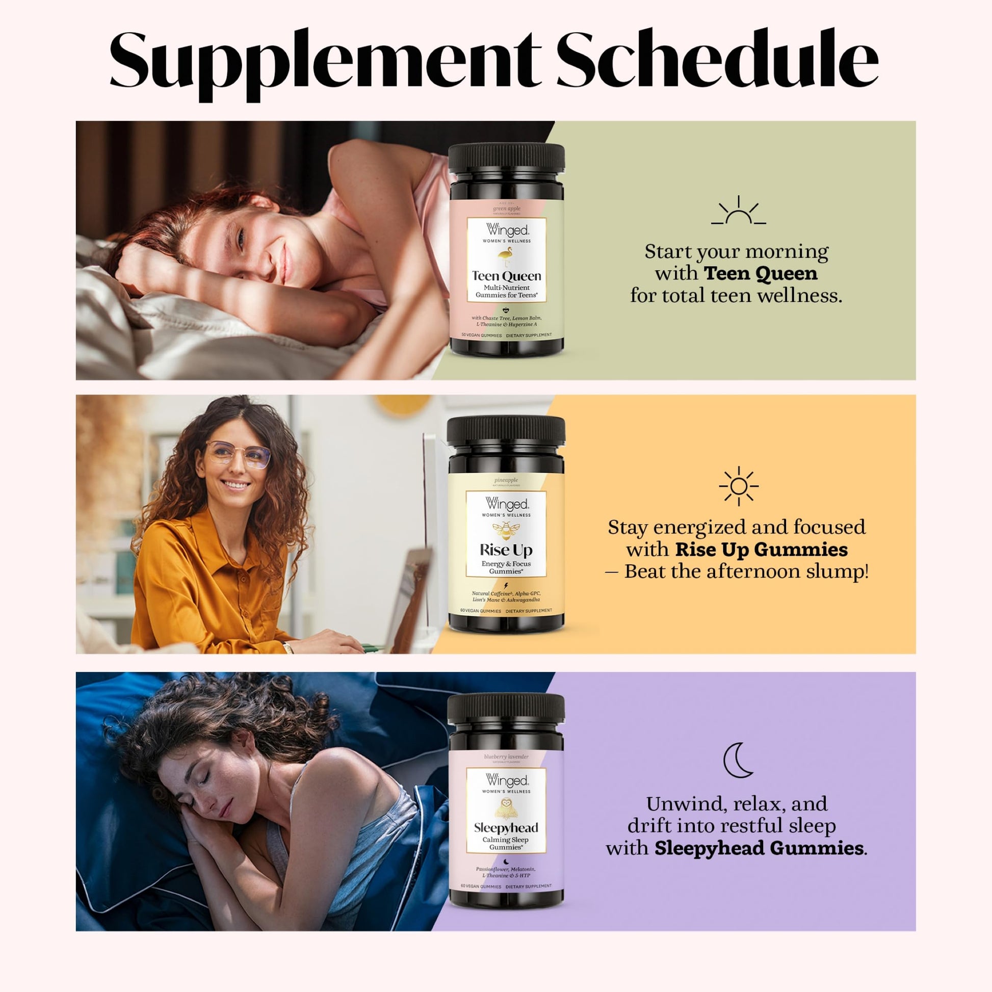 Winged Wellness Multivitamin Gummies for Teen Girls - Teen Vitamins for Mood & Hormonal Health - Vegan Gummy Supplement with Chaste Tree, Lemon Balm, L-Theanine, Probiotics & Biotin - 50 Gummies Winged Wellness buy australia supplements