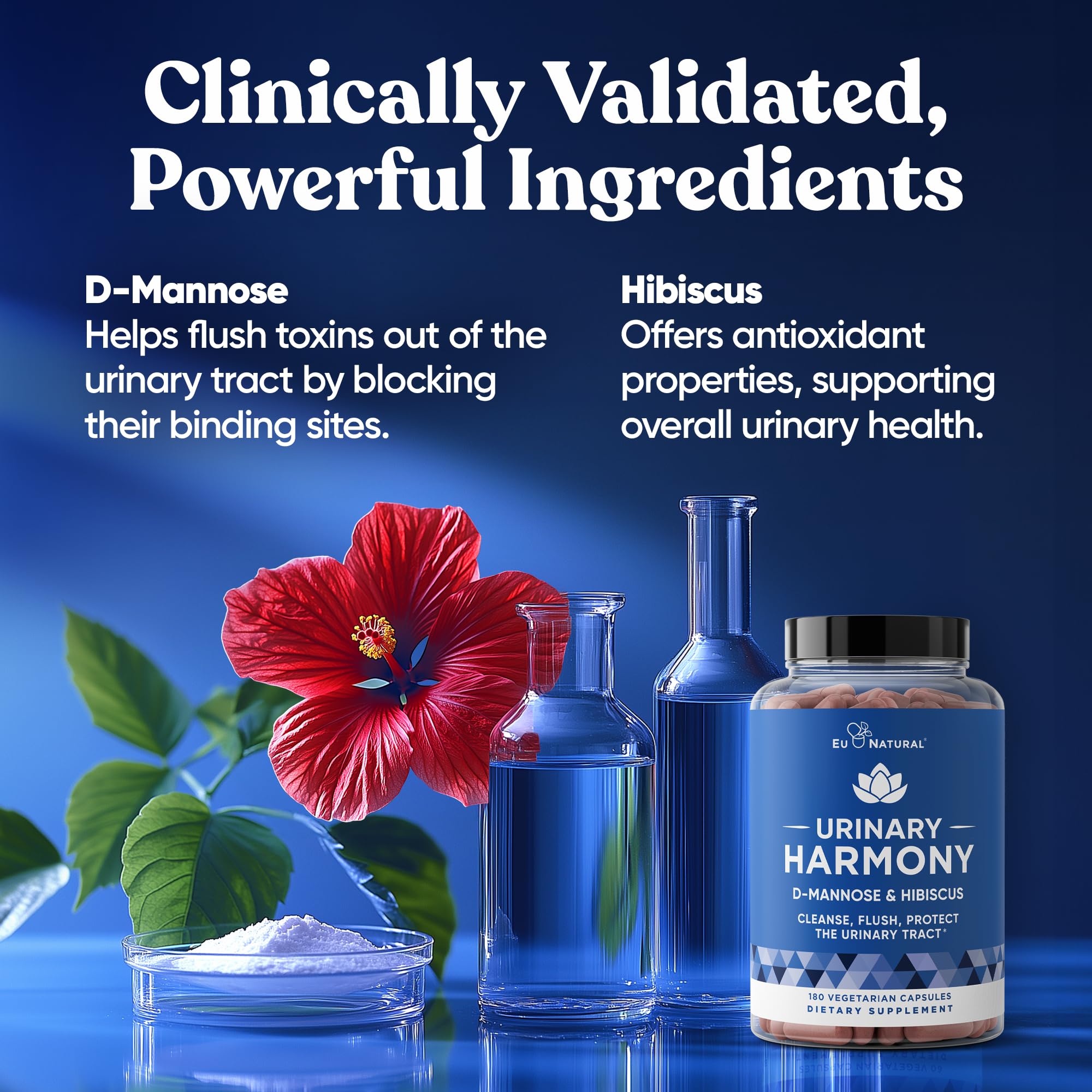 Eu Natural Urinary Harmony D-Mannose Supplement - Urinary Tract Health for Women - Fast-Acting Urinary Cleanse & Flush with Clinical-Strength D-Mannose & Hibiscus - 180 Capsules Eu Natural buy australia supplements