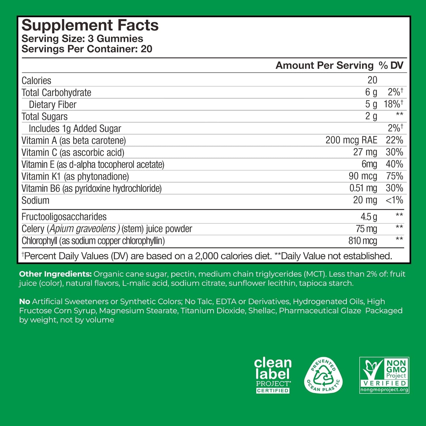 HUM Celery Juice Fiber Gummies for Adults, First Prebiotic Celery Juice Gummy, Gluten Free Fiber Supplement Supports Detoxification, Gut Health, Greens Gummies, Chlorophyll & Prebiotic Fiber, 60 Count