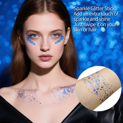 MEICOLY Royal Blue Face Hair Glitter Stick,USA Flag Makeup for Memorial Day Veterans Day,Halloween Waterproof Body Glitter Rave Accessories Blue Field Day Accessories MEICOLY