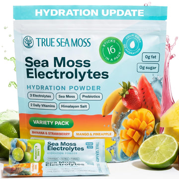 TrueSeaMoss Electrolytes Powder Packets – Made in USA – 16 Stickpacks – Hydration Powder with Sea Moss with Potassium – No Sugar Drinks – Variety Pack TrueSeaMoss buy australia supplements