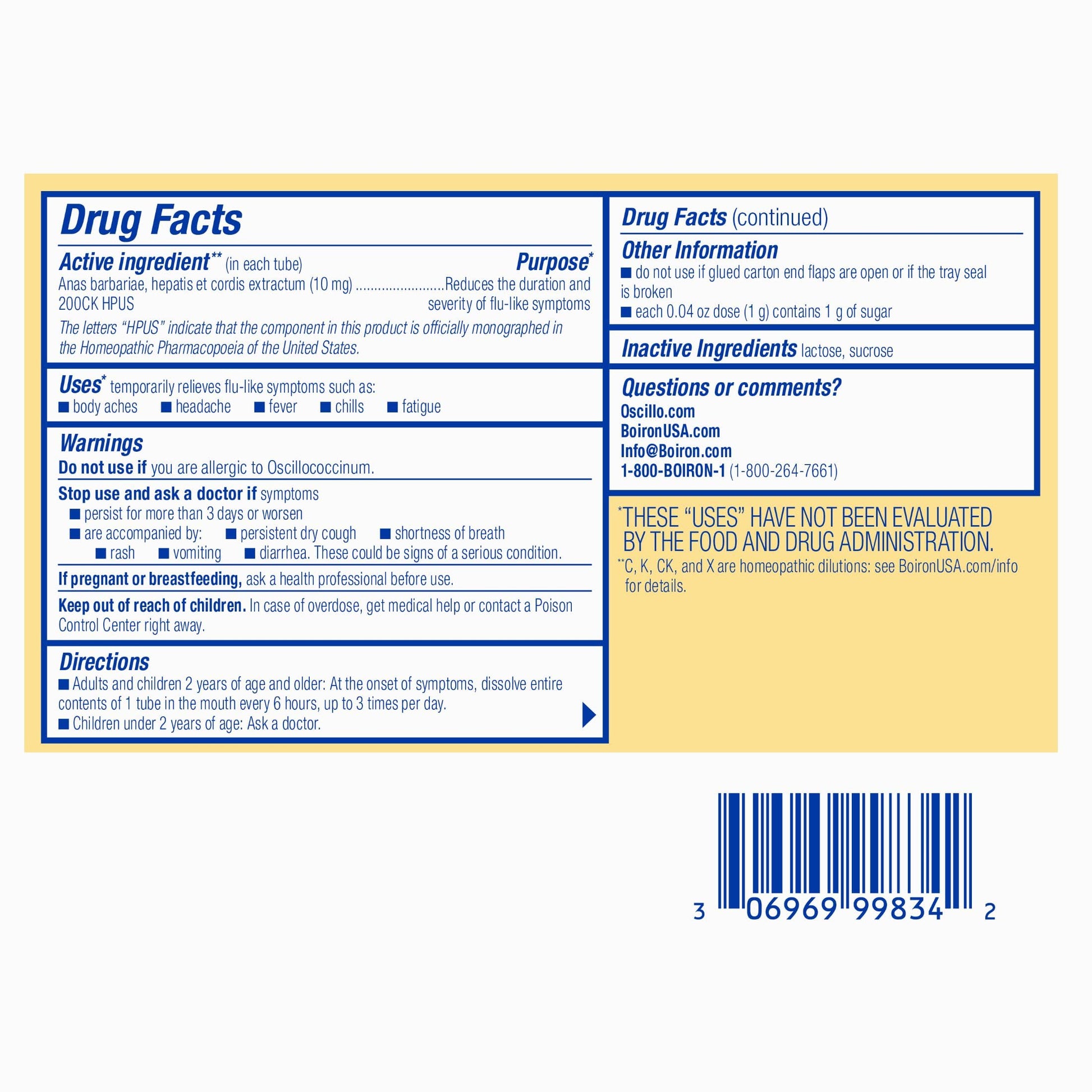 Boiron Oscillococcinum for Relief from Flu-Like Symptoms of Body Aches, Headache, Fever, Chills, and Fatigue - 30 Doses Gsupps Australia
