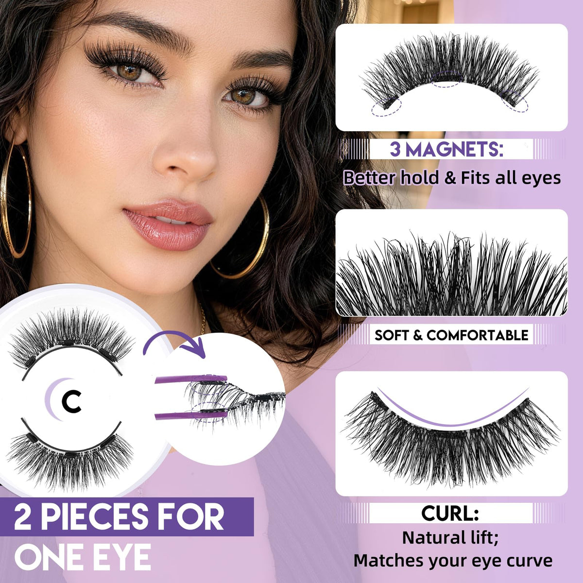 B&Q Magnetic Eyelashes with Applicator 2 Pair Natural Look Magnetic Lashes B&Qaugen