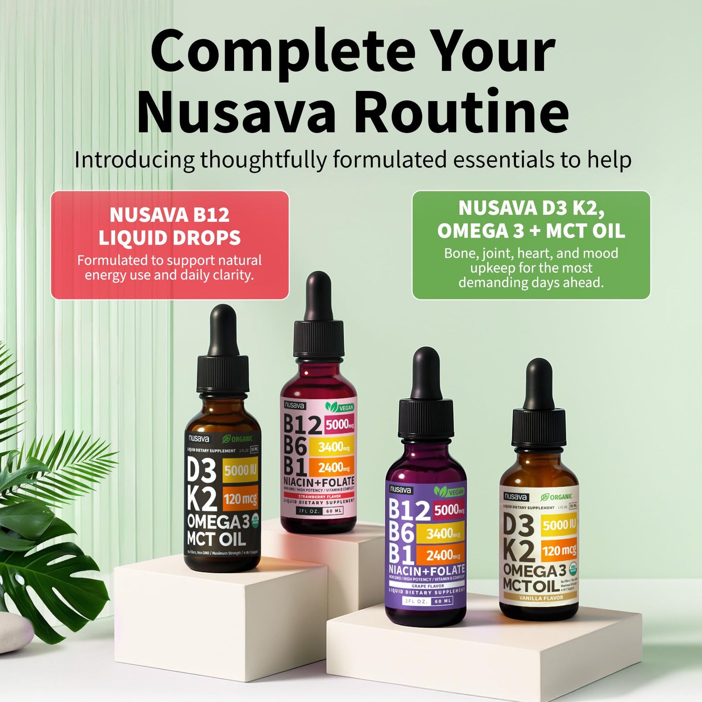 (2 Pack) Vitamin B12 and B6 Liquid Drops, B12 Sublingual Vitamin B Complex - B 12 Vitamin 5000mcg - B12 Methylcobalamin for Energy NUSAVA