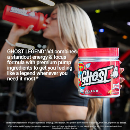 GHOST Legend Pre Workout Powder, Sonic Cherry Limeade - 30 Servings – Pre-Workout for Men & Women with Choline, L-Citrulline, GHOST