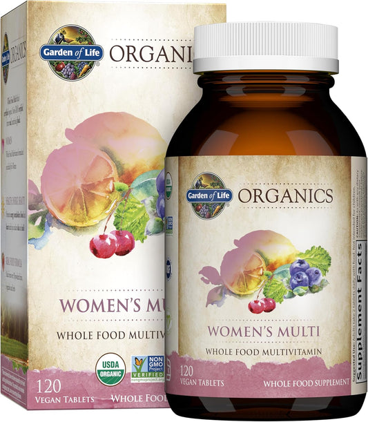 Garden of Life Organics Women's Multivitamin with Vitamin C, D3, Folate, B12, Biotin & Iron – Women's Multivitamin for Energy, Heart Health & Radiant Skin, USDA Organic, Non-GMO, Vegan, 120 Tablets Gsupps Australia
