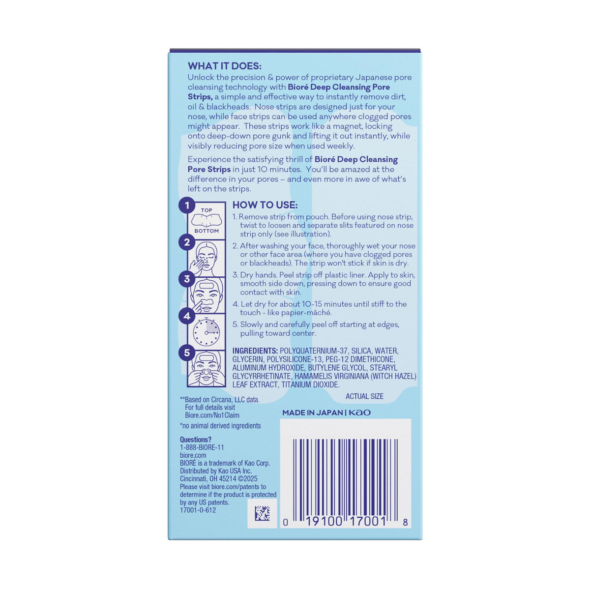 Biore Blackhead Remover Pore Strips, Deep Cleansing, Nose & Face, 24 ct Bioré