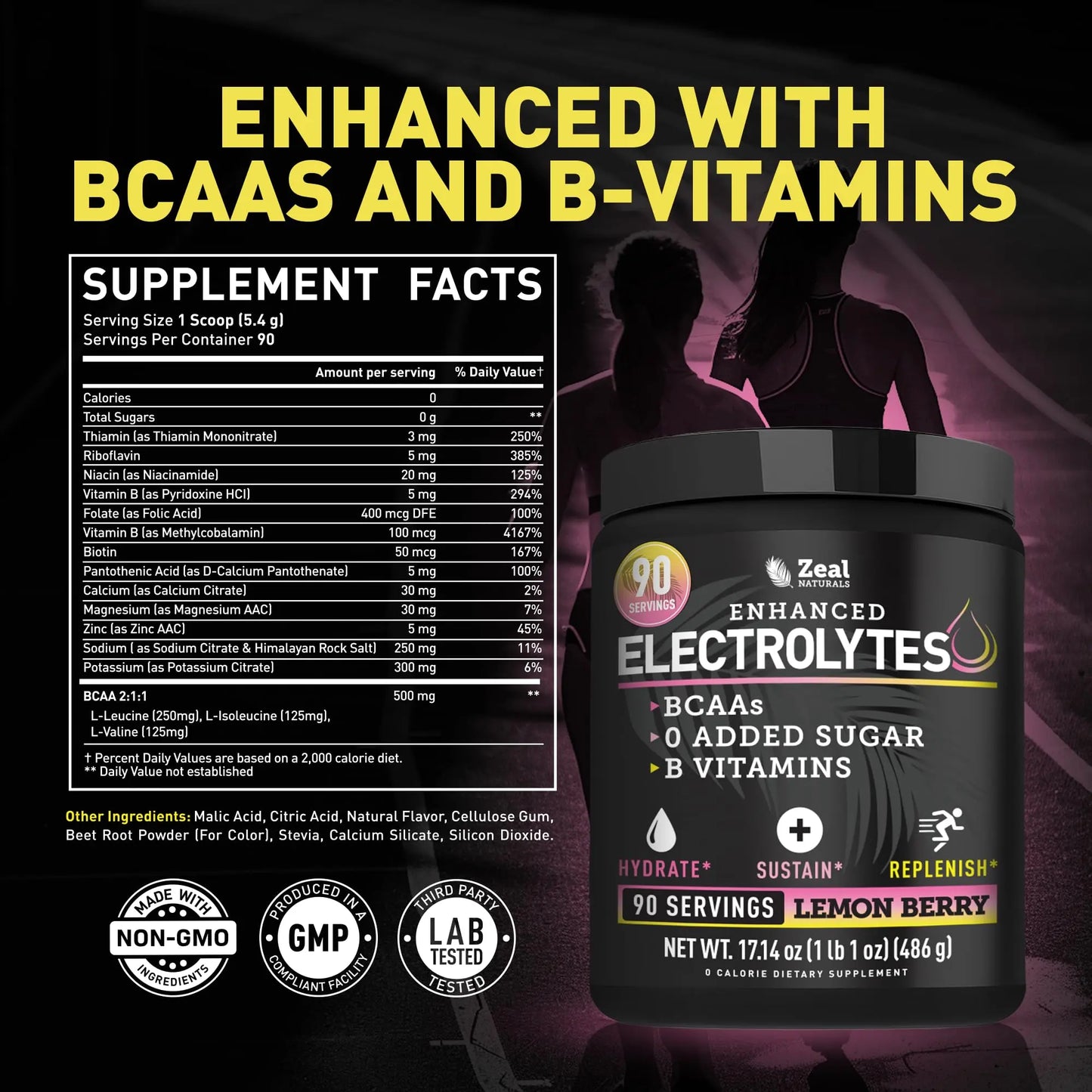 Zeal Electrolyte Powder - 90 Servings | Keto Electrolytes Powder | Zero Sugar, BCAAs, B-Vitamins | Potassium, Zinc, Magnesium Zeal Naturals