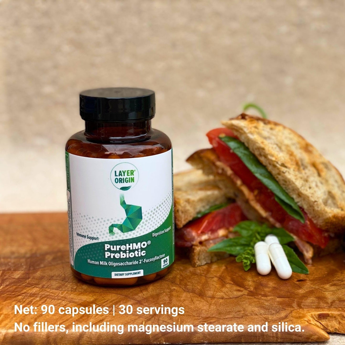 Layer Origin PureHMO Human Milk Oligosaccharide (HMO 2'-FL) Prebiotic Fiber - Feed 180 Billion Probiotics/Serving, 30-Day Supply Layer Origin