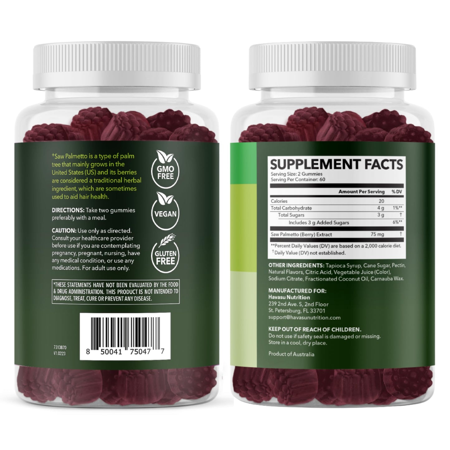 Saw Palmetto Gummies for Men, Prostate Health Supplement, 60 Count | DHT Blocker for Men for Hair Health & Male Patterned Balding, Supports Scalp and Prostate Wellness, Raspberry, 30 Day Supply Gsupps Australia