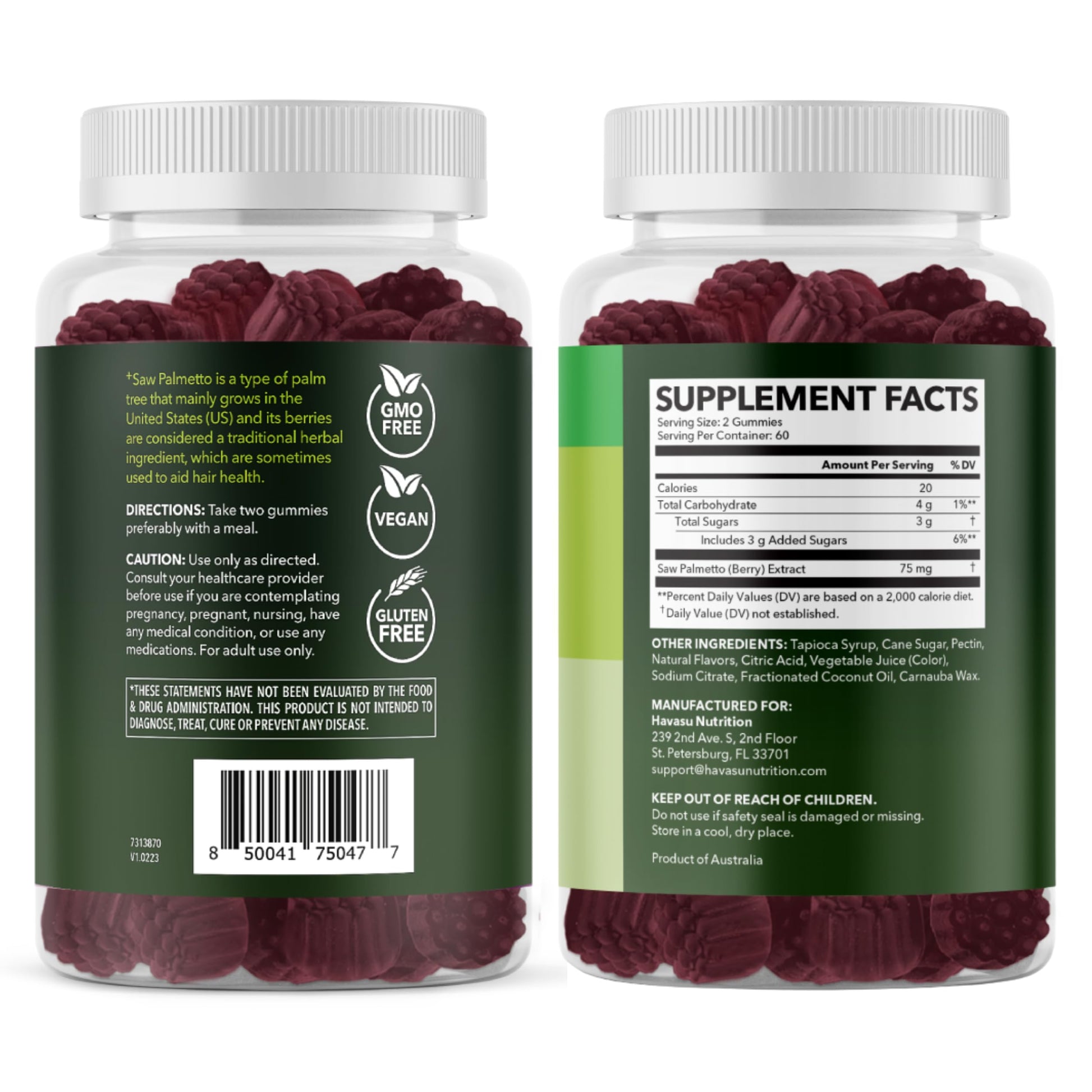 Saw Palmetto Gummies for Men, Prostate Health Supplement, 60 Count | DHT Blocker for Men for Hair Health & Male Patterned Balding, Supports Scalp and Prostate Wellness, Raspberry, 30 Day Supply Gsupps Australia