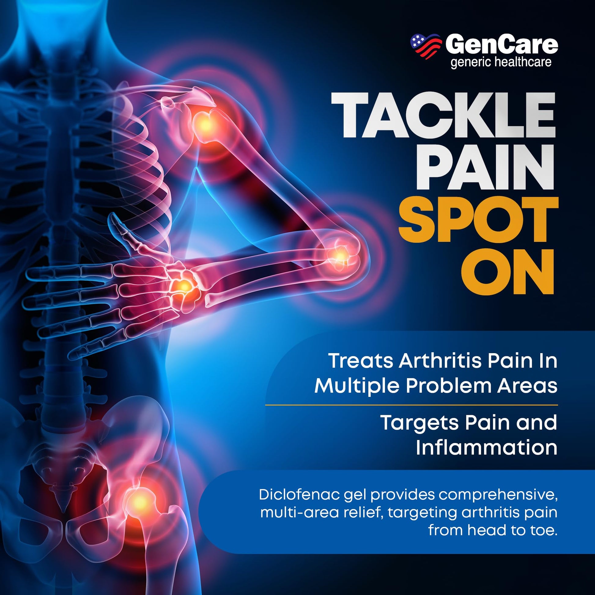 GenCare Arthritis Pain Relief Diclofenac Sodium Topical Gel 1 Percent (NSAID) - Clinically Proven Arthritis Pain Reliever - Compare to The Active Ingredient in Voltaren Gel (5.29 oz) GenCare buy australia supplements