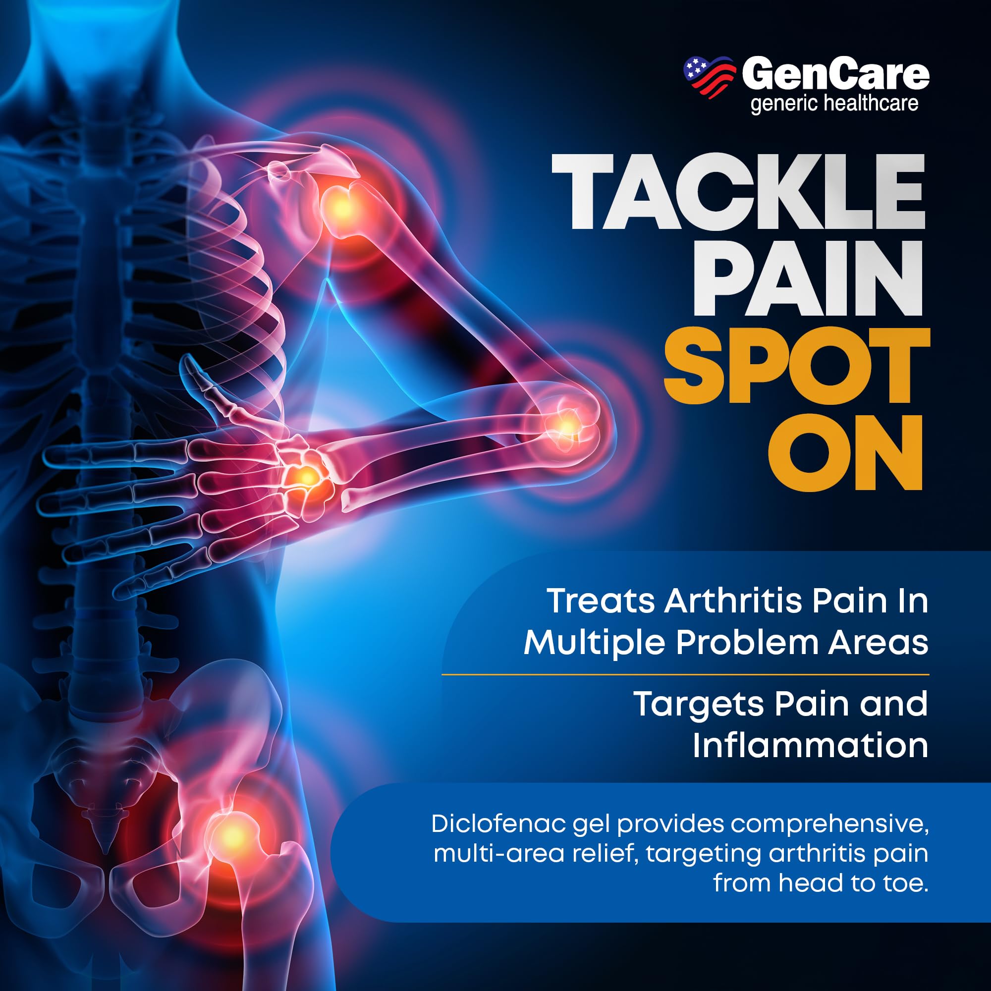 GenCare Arthritis Pain Relief Diclofenac Sodium Topical Gel 1 Percent (NSAID) - Clinically Proven Arthritis Pain Reliever - Compare to The Active Ingredient in Voltaren Gel (5.29 oz) GenCare buy australia supplements