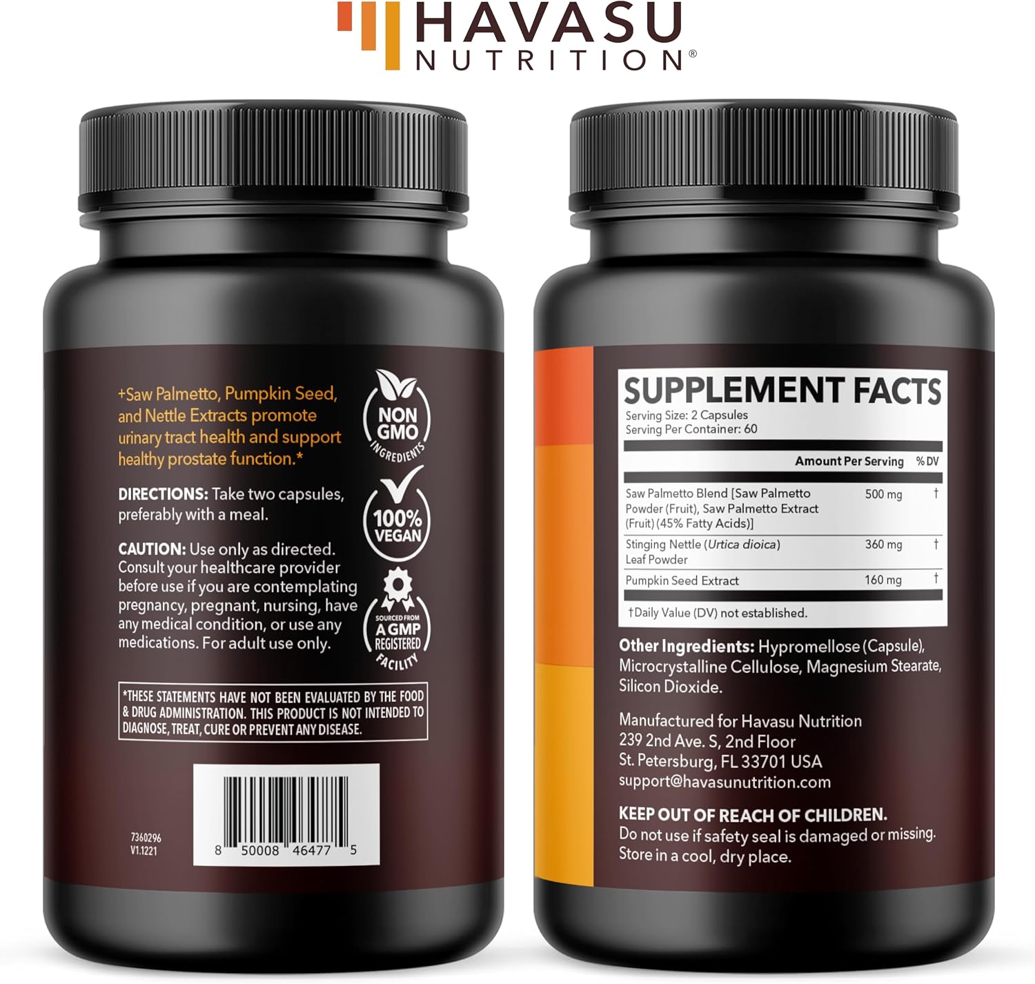 Prostate Health and Nitric Oxide Support Bundle for Active Male Health | Saw Palmetto with Nettle and Pumpkin Capsules & L-Arginine with L-Citrulline Capsules, Bundle for Men, 60 Servings of Each Gsupps Australia