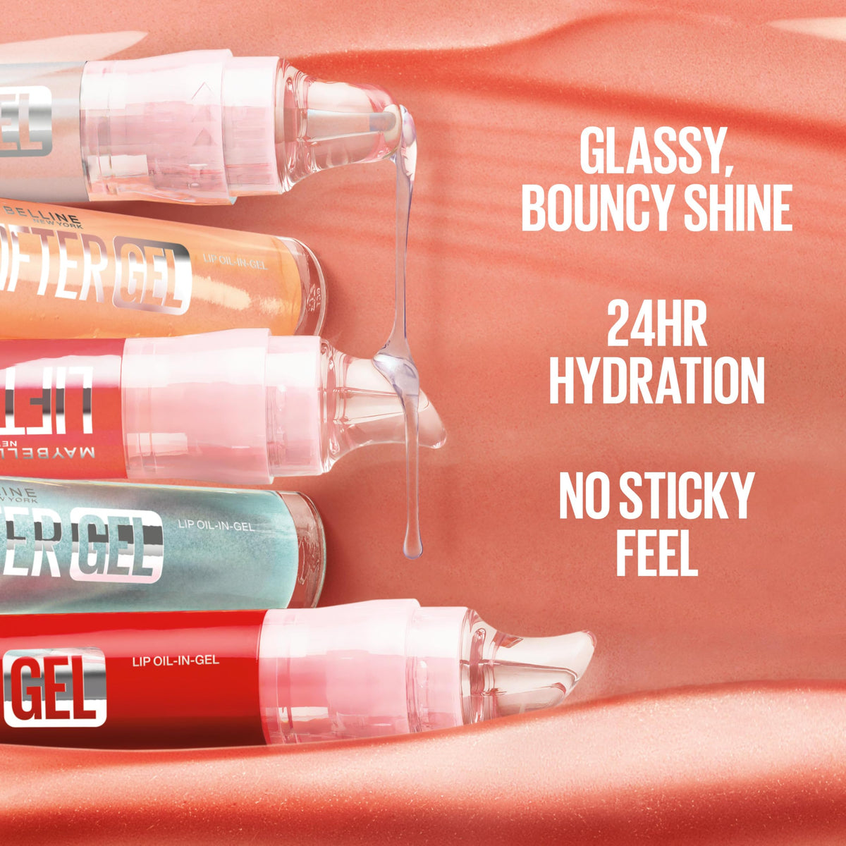 MAYBELLINE Lifter Oil-in-Gel Lip Gloss for Glassy, Bouncy Shine, Hydrating, Tinted Lip Balm and Moisturizer with Hyaluronic Acid and Passionfruit Oil, Strawberry Shake (Mauve Pink) MAYBELLINE