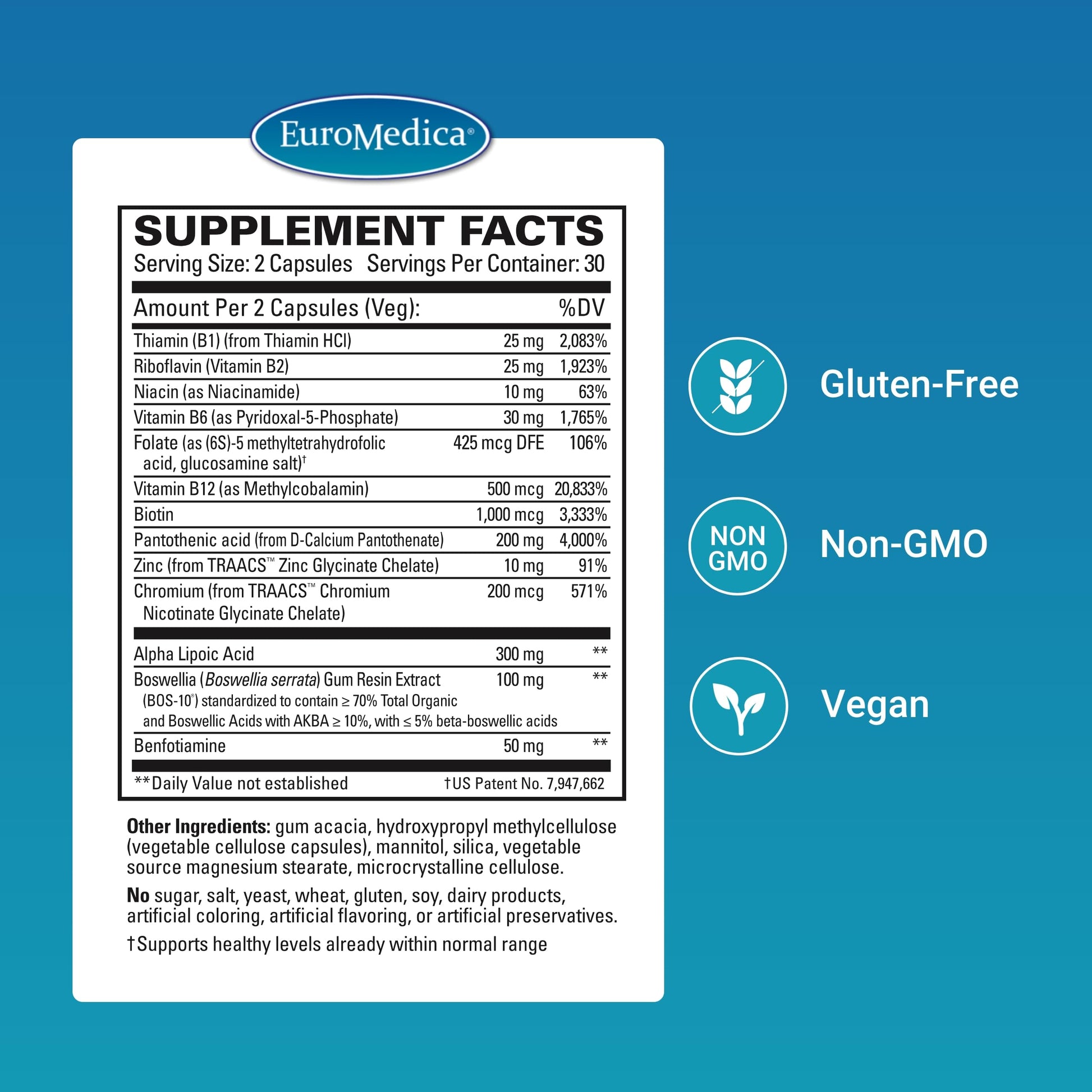 EuroMedica Nerve Complex - Herbal Supplement with Bioactive Vitamin B12 - Circulation & Nerve Health Support Supplement - Vegan Capsules with Boswellia Serrata - 60 Capsules, 2 Pack (120 Capsules) EuroMedica buy australia supplements