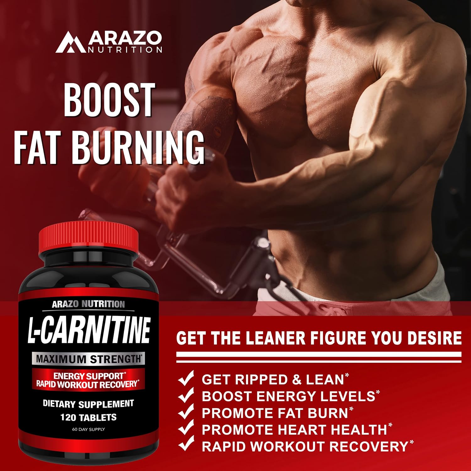 Super Strength L-Carnitine 1000mg Servings Plus Calcium for Boosted Metabolism and Improved Muscle Gain - Arazo Nutrition Gsupps Australia