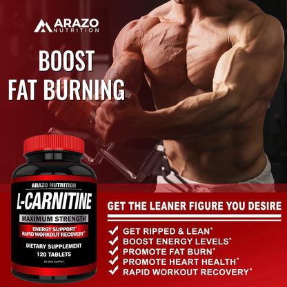 Super Strength L-Carnitine 1000mg Servings Plus Calcium for Boosted Metabolism and Improved Muscle Gain - Arazo Nutrition Gsupps Australia