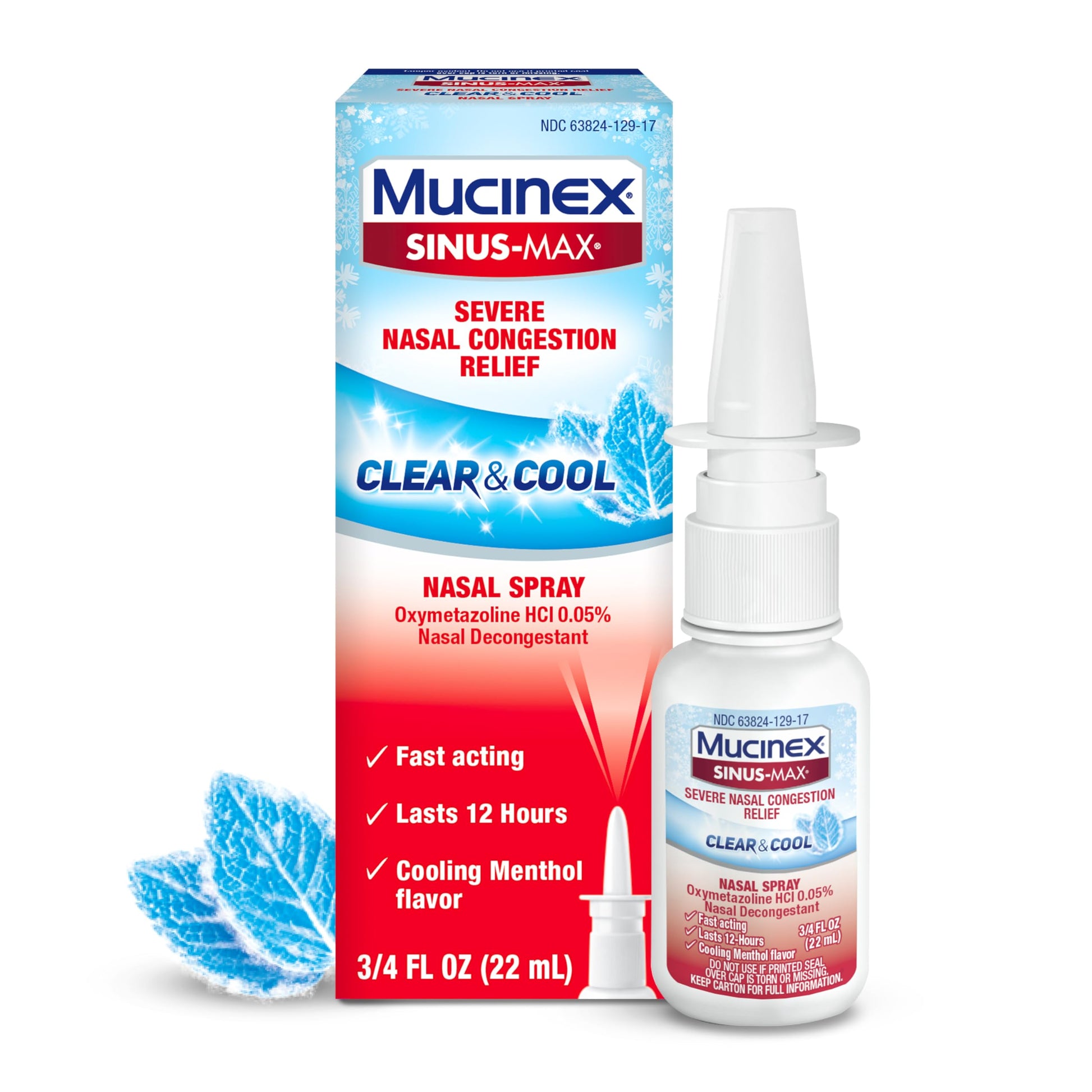 Mucinex Sinus-Max Nasal Spray Decongestant, 12 Hour Over-The-Counter Medication Nose Spray for Sinus Relief, Nasal Decongestants for Adults & Sinus Congestion, Clear & Cool 3/4 Fl Oz(22ML) Mucinex buy australia supplements