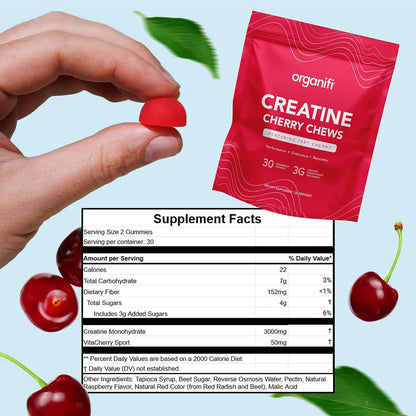 Organifi Creatine Chews - Premium Cherry Chews to Perform, Look, and Feel Better, 30-Day Supply Gsupps Australia
