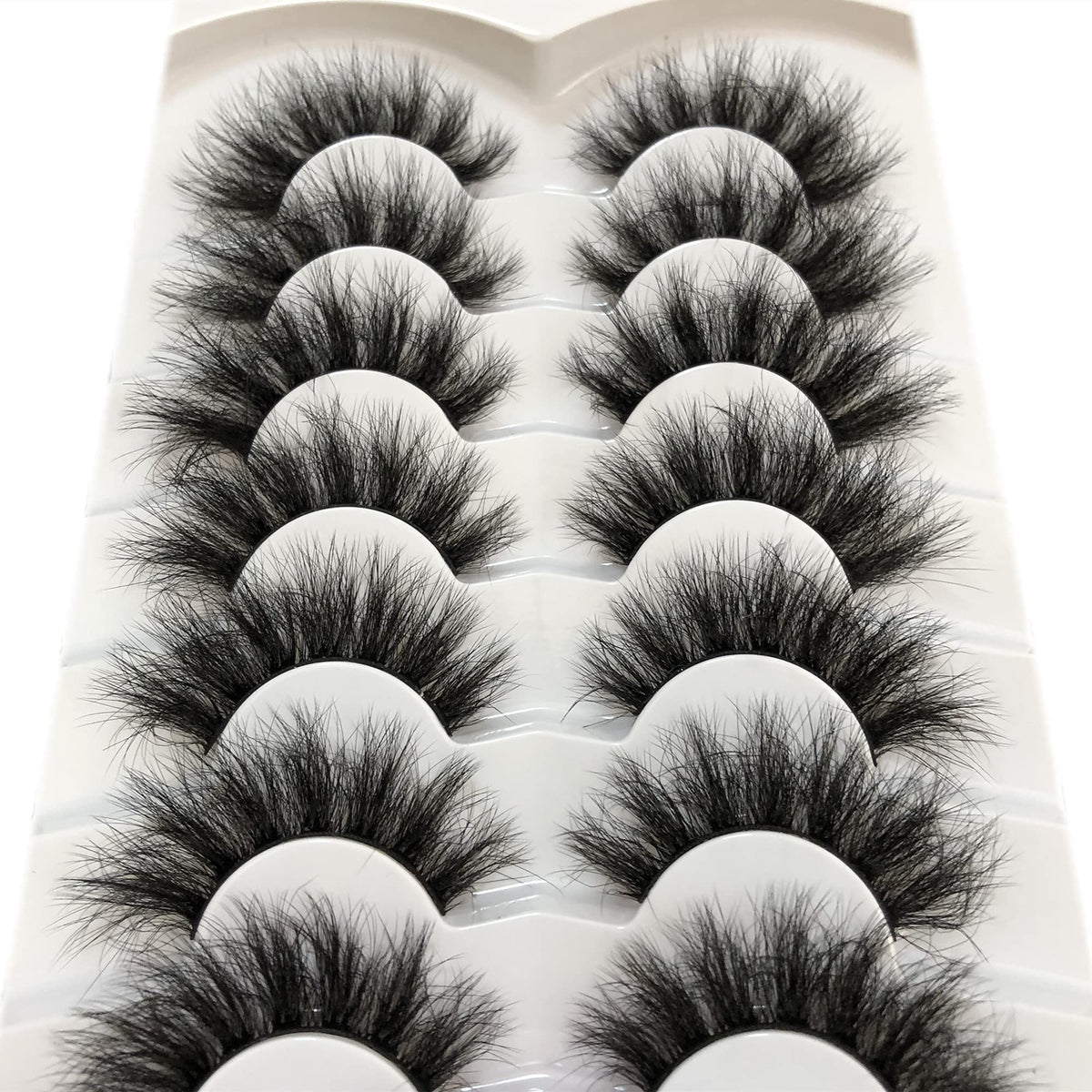 Pooplunch False Eyelashes Faux Mink Lashes Cat-Eye Look 18MM Wispy Long 8D Volume Fake Eyelash Strips 7 Pairs Pack Pooplunch