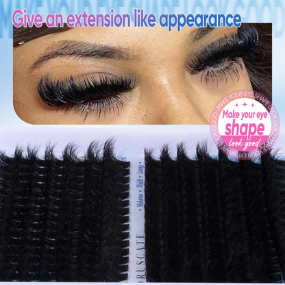 CORUSCATE Lash Clusters 160D+260D Eyelash Clusters 12-24mm Long Lash Extension Thick Cluster Eyelash Extensions Volume Strip Mink Lashes Cluster Dramatic Full Salon Look Mega Eyelashes CORUSCATE