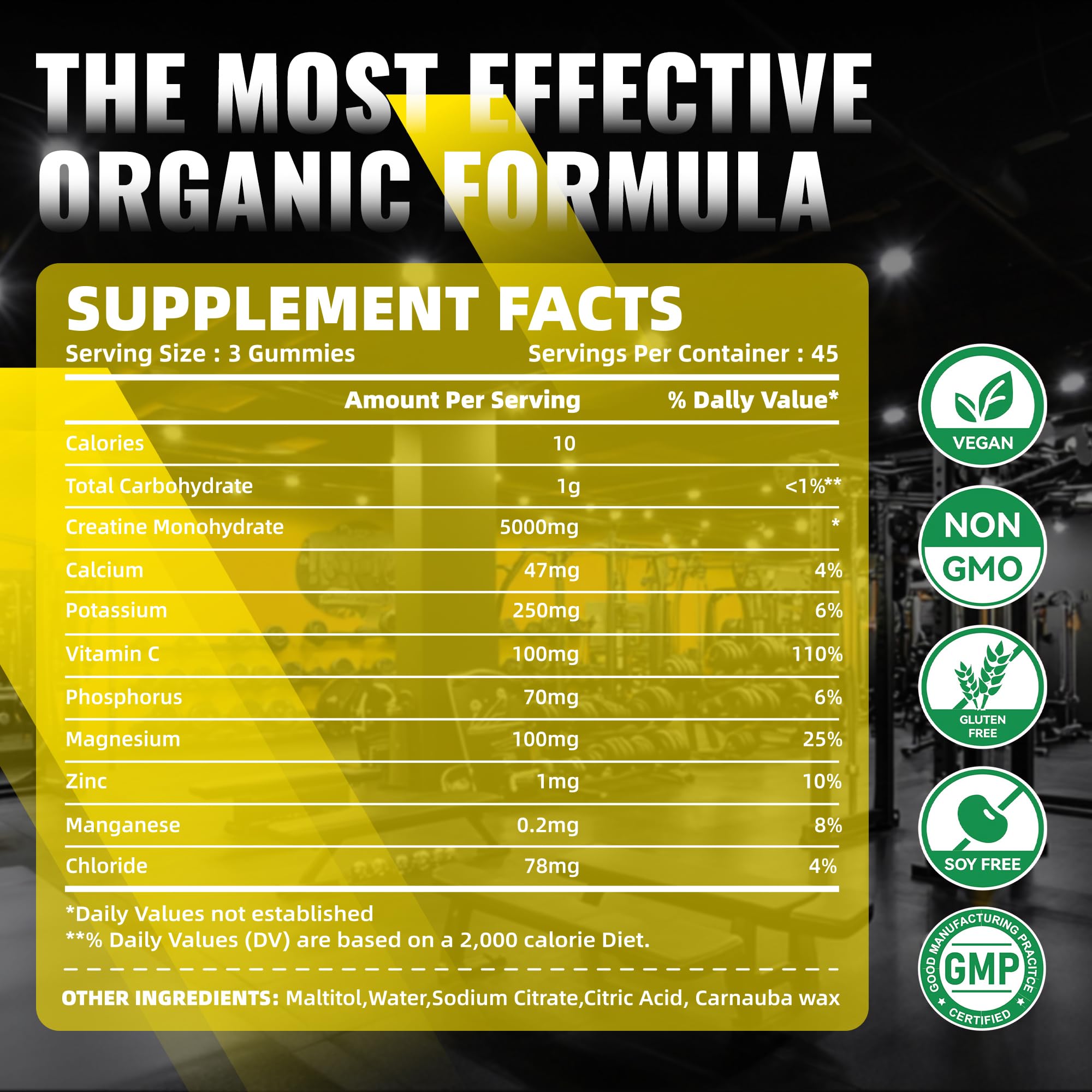 NUTRAGOGO NSF Certified Creatine Gummy - Creatine Monohydrate Gummies for Men & Women-5g of Creatine Monohydrate per Serving - Sugar Free,Vegan, Pineapple Electrolyte Chews, 135 Count NUTRAGOGO buy australia supplements