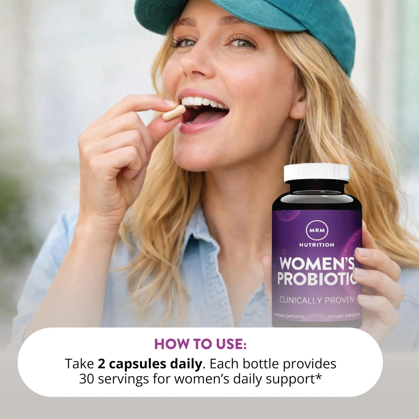 MRM Nutrition Women's Probiotics - Patented Formula Supports Urinary Tract, Vaginal, & Immune Health for Women, Prebiotic Supplement, 3.5 Billion Cells MRM