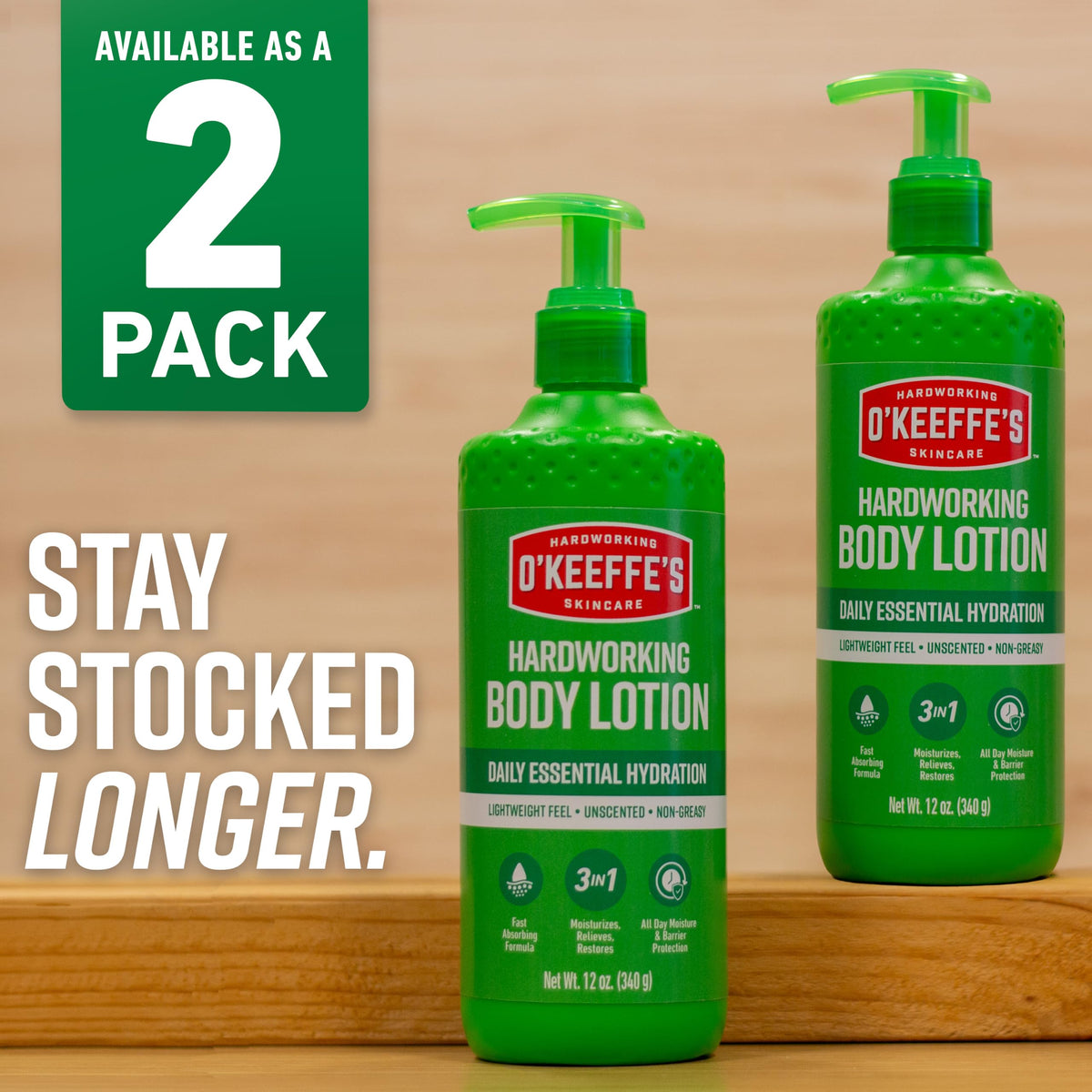 OKeeffes Hardworking Body Lotion, 12 oz Pump, Fragrance-Free Formula O'Keeffe's