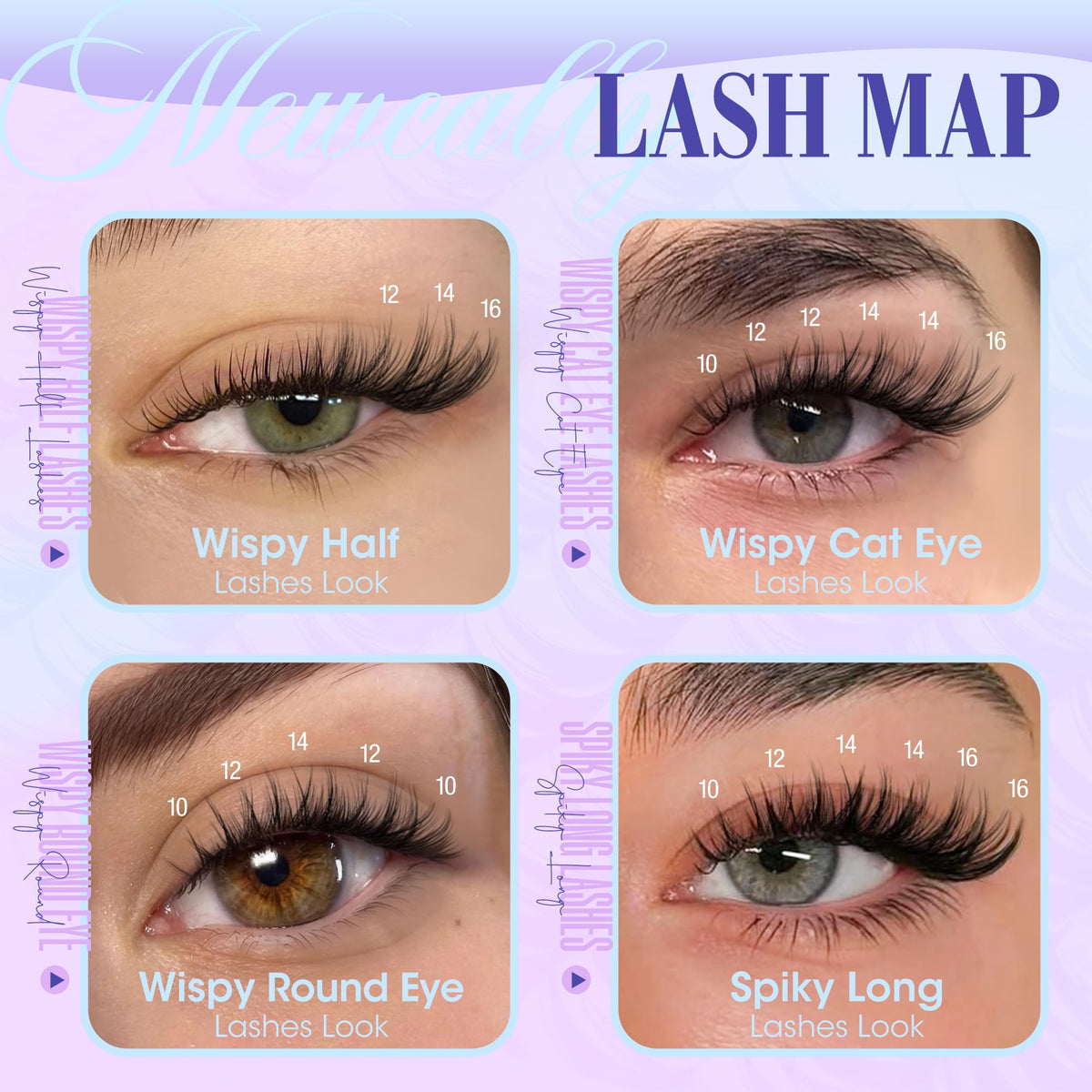Lash Clusters Kit Wispy Natural Cluster Eyelash Extension Kit DIY Lash Extension Kit C-curly 10-16MM Eyelash Clusters Volume Individual Lashes Kit by Newcally Newcally