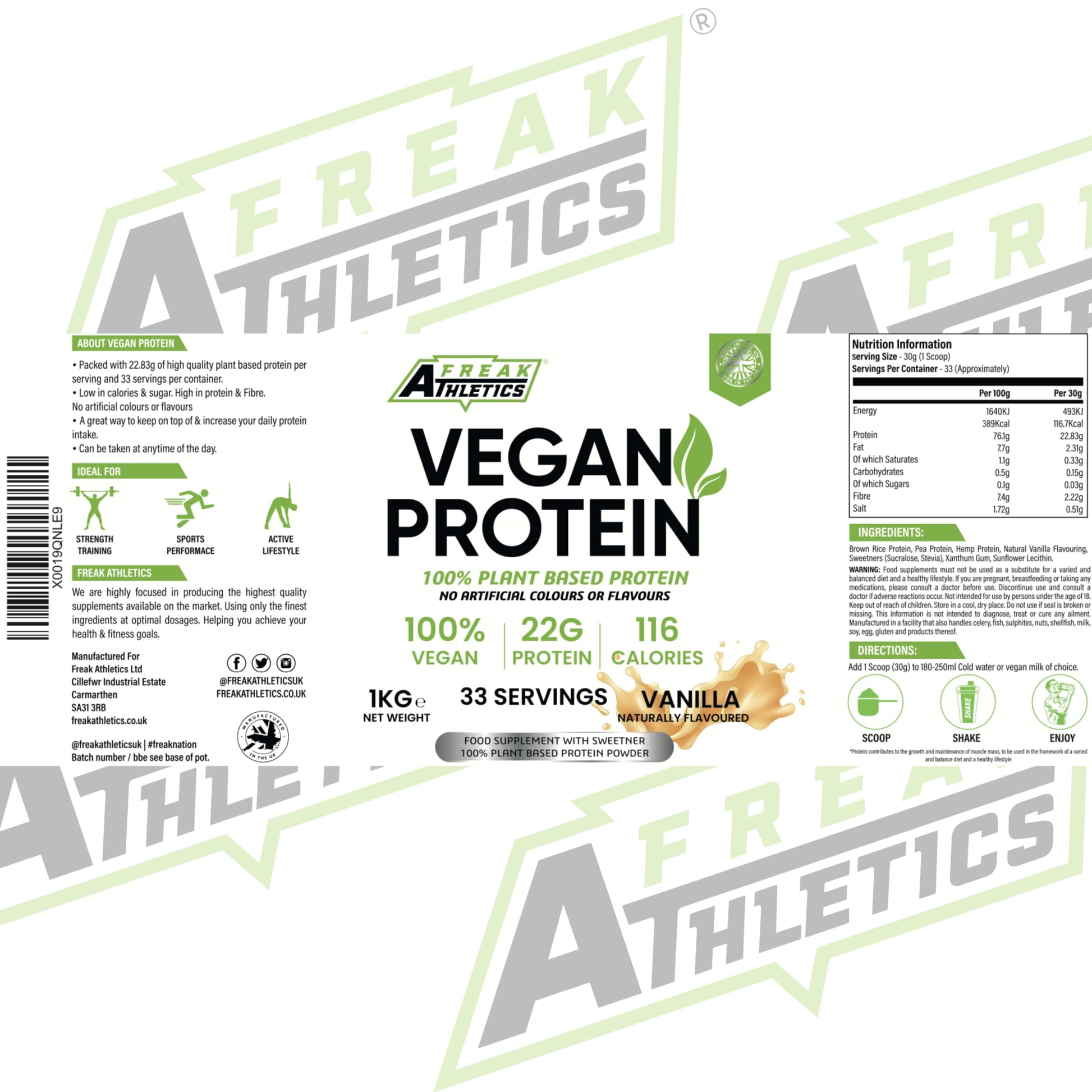 Vegan Protein Powders - Plant Based Vegan Protein Powder 1kg Soy Free Protein Powder Freak AthleticsBuy Supplements Australia