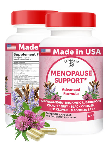 Lunakai USA Made Natural Menopause Supplements for Women – 13-in-1 Menopause Relief for Hot Flashes, Night Sweats, Sleep & Mood Support, 60ct Lunakai buy australia supplements