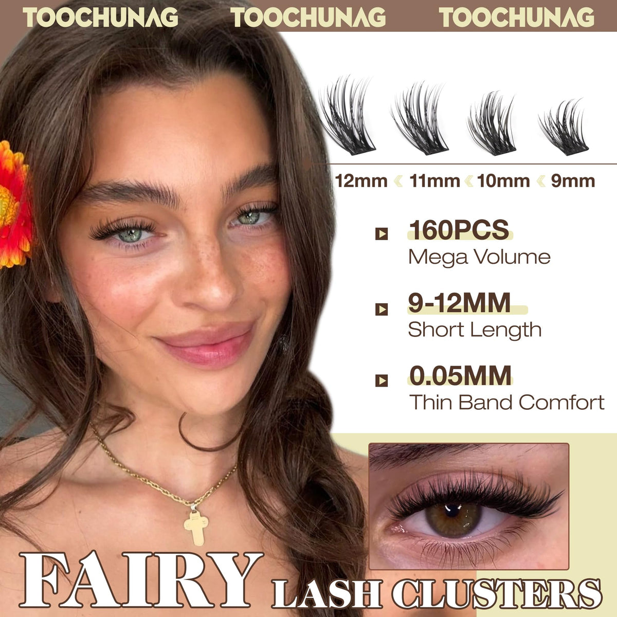 Short Lash Clusters 9-12mm Wispy Cluster Eyelash Extensions 160pcs Natural Individual Lashes Natural Look C Curly Thin Band Eyelashes Clusters by TOOCHUNAG TOOCHUNAG