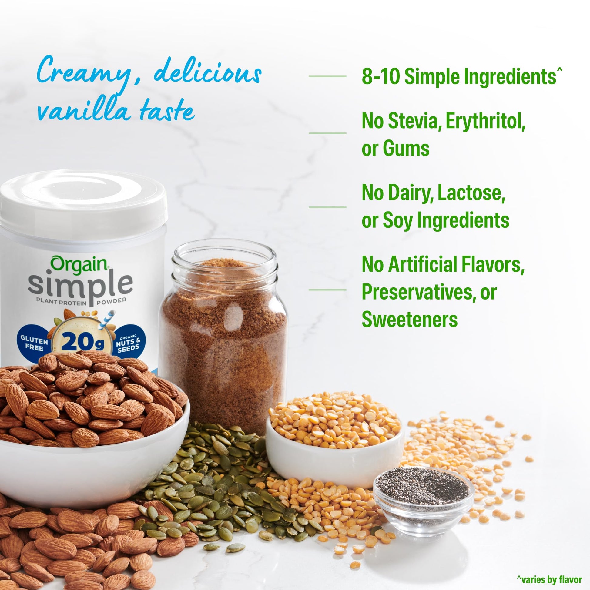 Orgain Organic Simple Vegan Protein Powder, Vanilla - 20g Plant Based Protein, Made with less Ingredients, No Artificial Sweeteners, Gluten Free, No Dairy or Lactose, 1.25 lb (Packaging May Vary) Orgain buy australia supplements