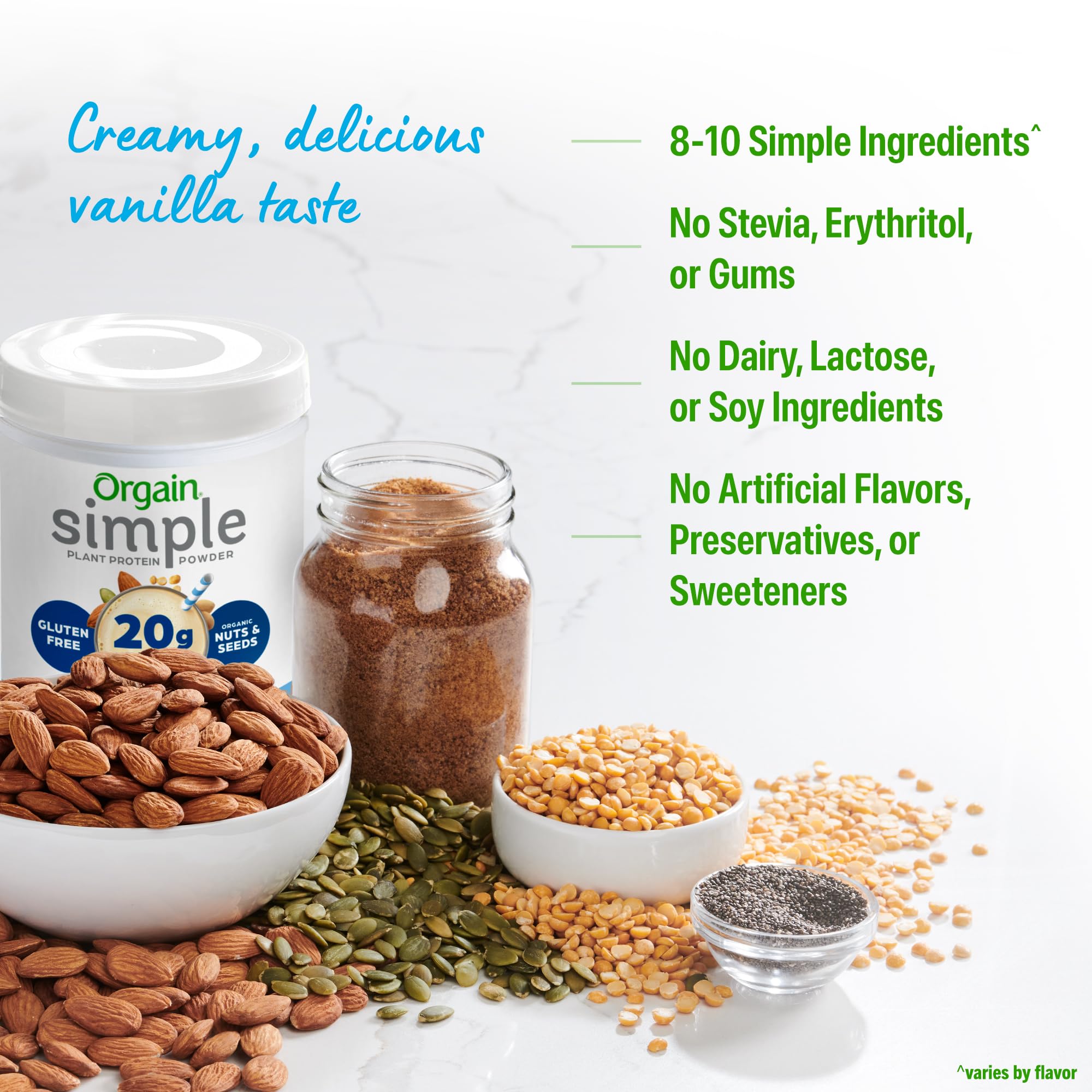 Orgain Organic Simple Vegan Protein Powder, Vanilla - 20g Plant Based Protein, Made with less Ingredients, No Artificial Sweeteners, Gluten Free, No Dairy or Lactose, 1.25 lb (Packaging May Vary) Orgain buy australia supplements
