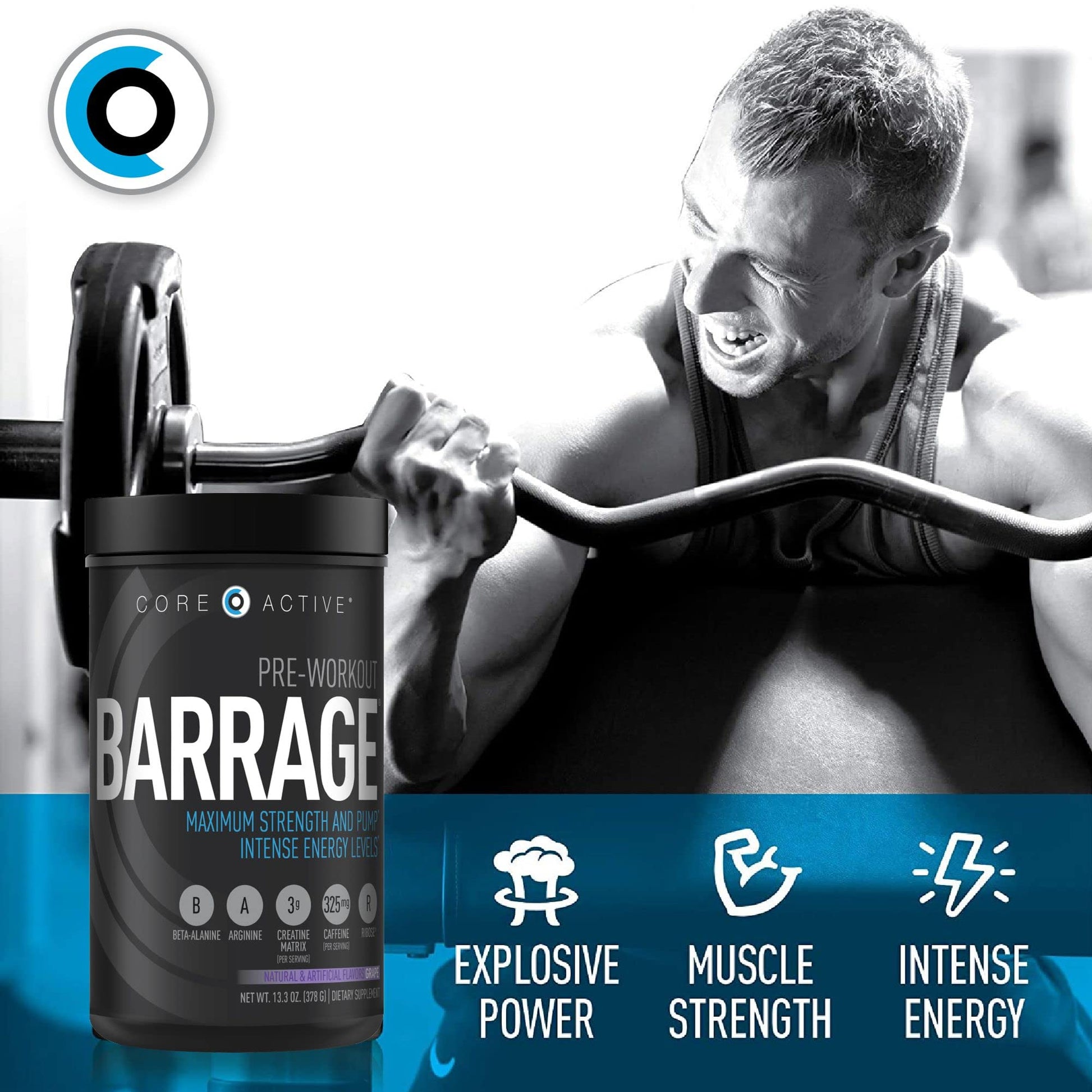 (CORE)ACTIVE Barrage Pre Workout Powder - Preworkout for Women & Men, Creatine (CORE)ACTIVE buy australia supplements