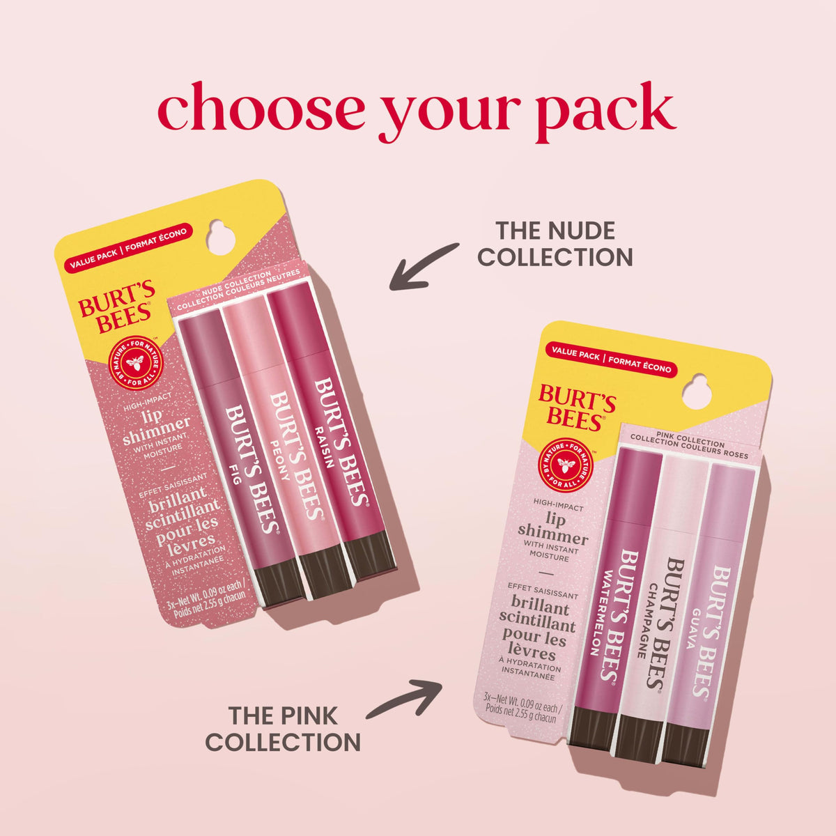 Burt's Bees Lip Shimmer Nude Collection, Tinted Lip Balm, 0.09 oz., 3 Tubes Burt's Bees