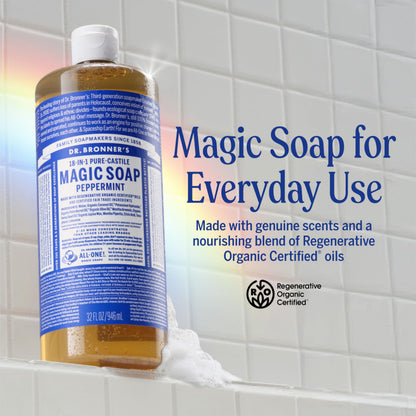 Dr. Bronner's Peppermint Pure-Castile Liquid Soap, Hand Soap, 32 oz Dr. Bronner's