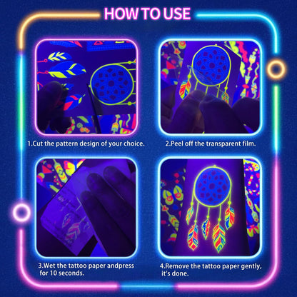 TATUWST Glow in the Dark Tattoos 172 PCS Glow in the Dark Party Supplies TATUWST