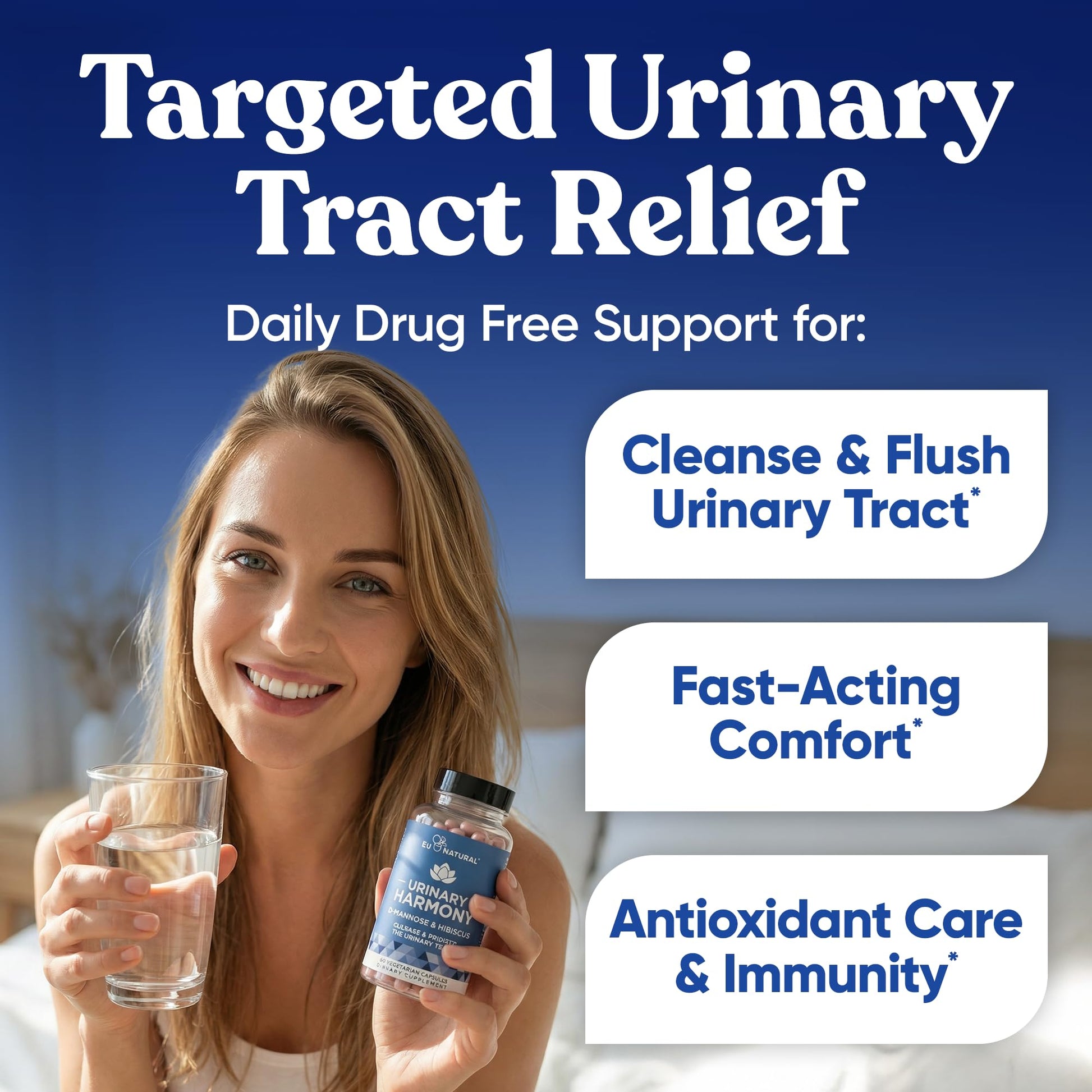 Eu Natural Urinary Harmony D-Mannose Supplement - Urinary Tract Health for Women - Fast-Acting Urinary Cleanse & Flush with Clinical-Strength D-Mannose & Hibiscus - 180 Capsules Eu Natural buy australia supplements