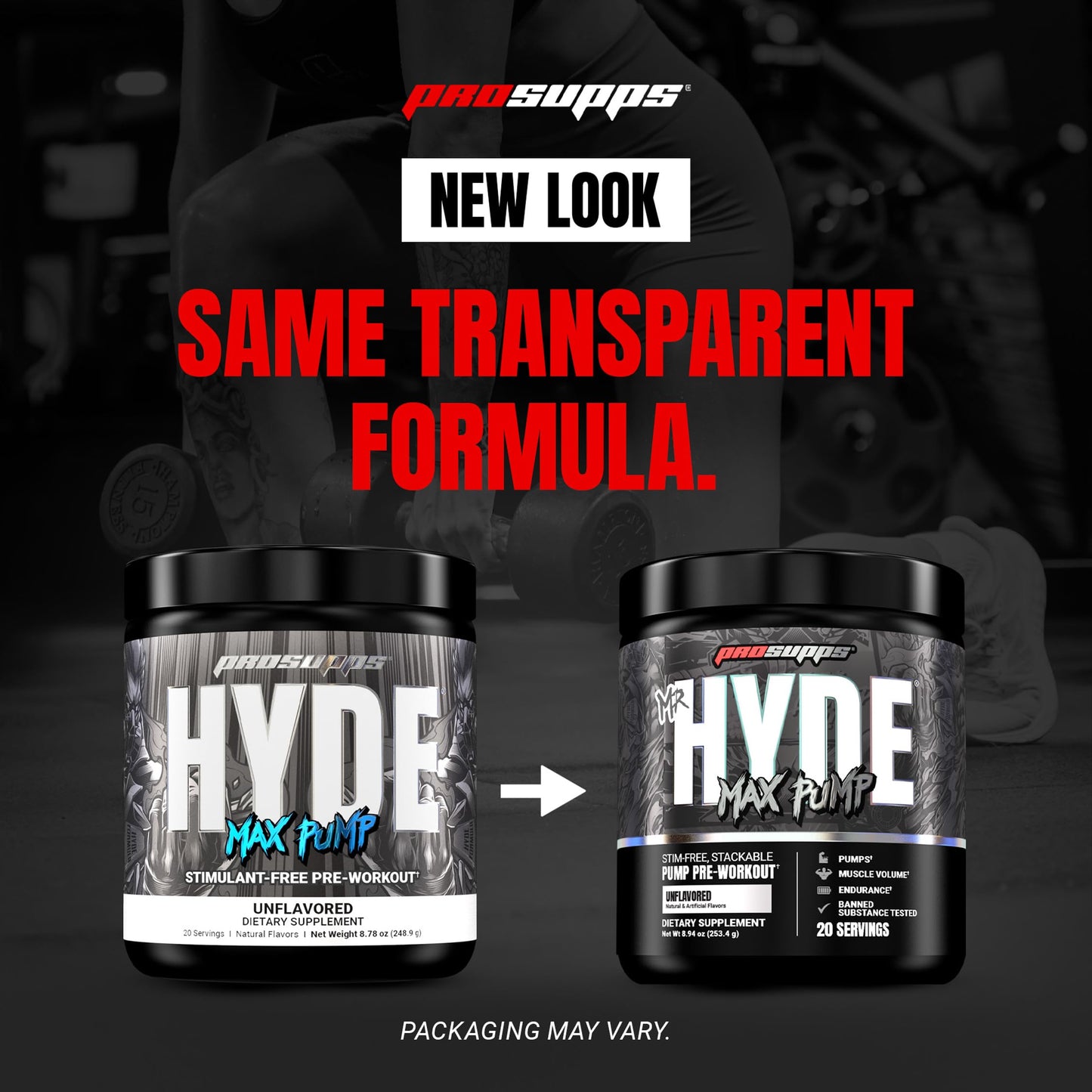 ProSupps Mr. Hyde Max Pump Pre Workout Powder - Stim-Free Preworkout Supports Blood Flow, Muscle Volume & Endurance - Caffeine-Free Nitric Oxide Gym & Fitness Supplements (Blue Razz, 20 Servings)